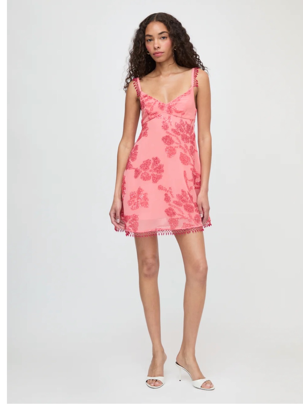 Hill House Home The Trix Dress Coral Georgette with Sequins Size XXL - Picture 2 of 8